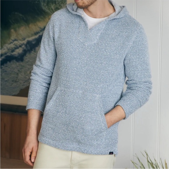 Faherty Other - NWT Faherty Baja Beach Whitewater Hoodie Poncho Sweatshirt Blue Mens XS MKC0027